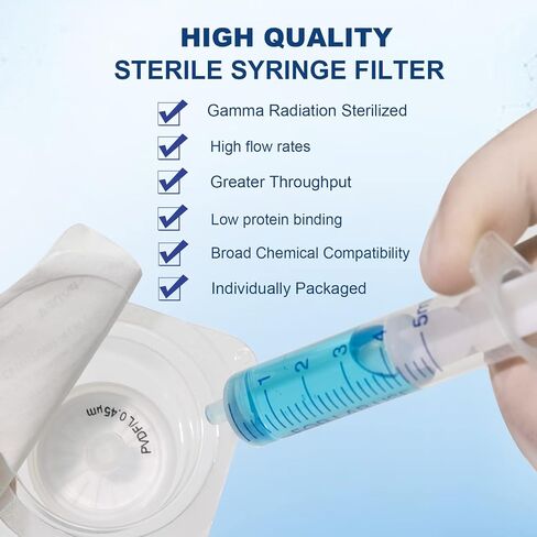 Sterile Syringe Filters [PVDF Hydrophobic Membrane] 25 mm Diameter 0.22 um Pore Size Individually Packaged 20/pk by Labfil in Saudi Arabia