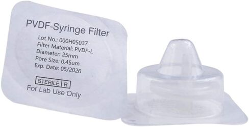Sterile Syringe Filters [PVDF Hydrophobic Membrane] 25 mm Diameter 0.22 um Pore Size Individually Packaged 20/pk by Labfil in Saudi Arabia