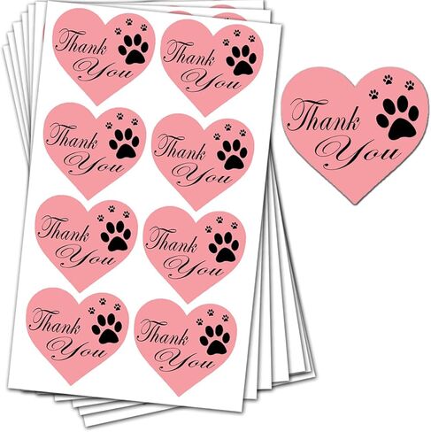 ملصقات ملصقات شكرًا لك بطباعة مخالب، مقاس 1.5 بوصة على شكل قلب كلب جرو ومخالب مطبوعة لطيفة لحقيبة البسكويت، وصندوق الهدايا، والأظرف (500 قطعة) in Kuwait