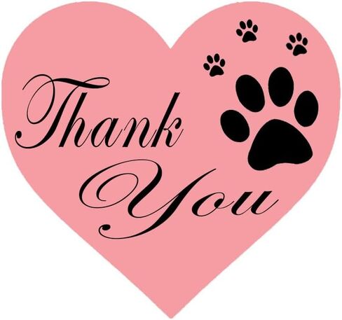 ملصقات ملصقات شكرًا لك بطباعة مخالب، مقاس 1.5 بوصة على شكل قلب كلب جرو ومخالب مطبوعة لطيفة لحقيبة البسكويت، وصندوق الهدايا، والأظرف (500 قطعة) in Kuwait