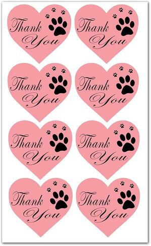 ملصقات ملصقات شكرًا لك بطباعة مخالب، مقاس 1.5 بوصة على شكل قلب كلب جرو ومخالب مطبوعة لطيفة لحقيبة البسكويت، وصندوق الهدايا، والأظرف (500 قطعة) in Kuwait