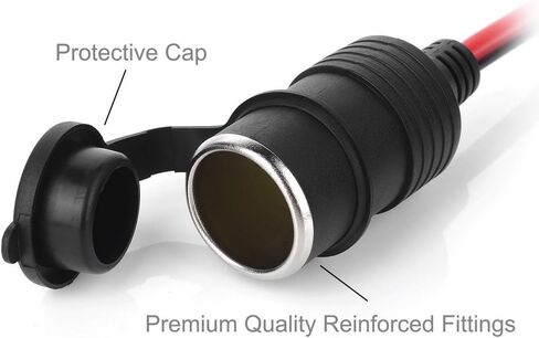 Jtron 7FT/2m 14AWG 20-25A 12V 24V أنثى مقبس ولاعة السجائر في السيارة إلى بطارية التمساح النحاس النقي موصل مقاطع التمساح، كابل شحن تمديد بمشبك بطارية السيارة in Kuwait