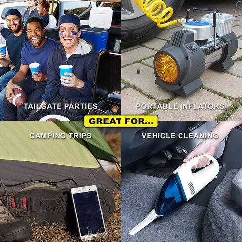 Jtron 7FT/2m 14AWG 20-25A 12V 24V أنثى مقبس ولاعة السجائر في السيارة إلى بطارية التمساح النحاس النقي موصل مقاطع التمساح، كابل شحن تمديد بمشبك بطارية السيارة in Kuwait