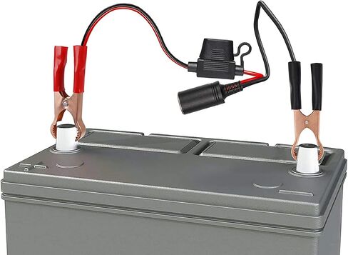 Jtron 7FT/2m 14AWG 20-25A 12V 24V أنثى مقبس ولاعة السجائر في السيارة إلى بطارية التمساح النحاس النقي موصل مقاطع التمساح، كابل شحن تمديد بمشبك بطارية السيارة in Kuwait