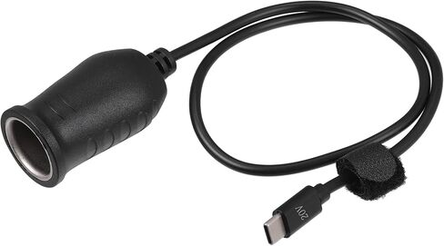 20V Cigarette Lighter Adapter/Interior USB Type C Male Cigarette Lighter Converter Cable for Car RV/Durable ABS Plastic 0.54m / 1 Pcs Black in Kuwait
