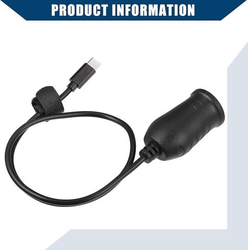 20V Cigarette Lighter Adapter/Interior USB Type C Male Cigarette Lighter Converter Cable for Car RV/Durable ABS Plastic 0.54m / 1 Pcs Black in Kuwait