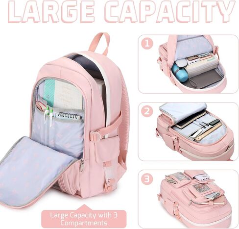 Backpacks for Girls,Laptop Backpack 15.6 Inch School Bag Cute College Backpack Large Bookbags Travel for Teens Women Students Anti Theft Daypack (Black) in Saudi Arabia