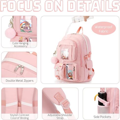 Backpacks for Girls,Laptop Backpack 15.6 Inch School Bag Cute College Backpack Large Bookbags Travel for Teens Women Students Anti Theft Daypack (Black) in Saudi Arabia