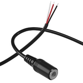 Replacement 3.5mm Female Jack to Bare Wire Open End TRS 3 Pole Stereo 1/8" 3.5mm Jack Plug Connector 3.5mm Female Headphone Jack Aux Audio Cable for Headset Earphone Microphone Cable Repair 1FT