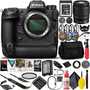 Nikon Z9 FX-Format Mirrorless Camera Body (1669) + 24-200mm f/4-6.3 VR Lens + 32GB XQD Memory Card + Editing Software + Camera Bag + Pro Filter Kit + 12" Tripod (Renewed)