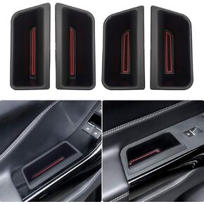 auovo 4PCS Door Side Storage Box for Ford Explorer Accessories 2020 2021 2022 2023 Front and Rear Row Door Storage Pockets Armrest Phone Container with Handle ABS Tray with Mats Insert (Blue)