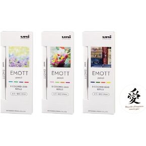 Uni EMOTT Color Mechanical Pencil Refill Replacement Lead 0.9mm Assorted 12 Color Set Japan import With Kanji LOVE Sticker