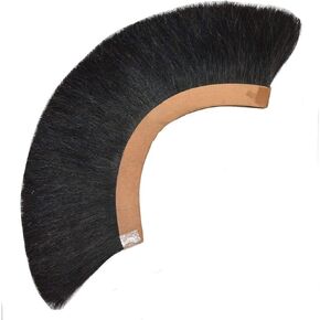 Black Plume Natural Horsehair, Crest Brush for Roman Helmet for Larpers, Medieval Armour King Leonidas Greek Spartan Roman Helmet Feather, Spartan Warrior Headwear, Replica Helmet, with Wooden Base