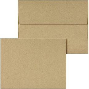A1 Blank Grocer Brown Kraft Note Cards & Envelopes – Heavy Flat Cards for Wedding and Birthday Invitations, Holiday Greetings, Postcards, All Occasions | 25 per Pack | NOT A Fold Over Card