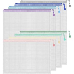 8 Pcs A4 Mesh Zipper Pouch Bags for Organization