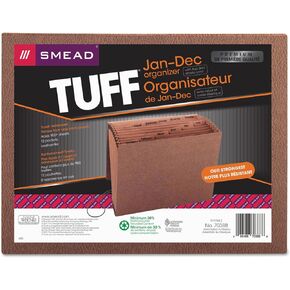 Smead TUFF Expanding File, 12 Pockets, Monthly (Jan.-Dec.), Flap and Cord Closure, Letter Size, Redrope (70388)