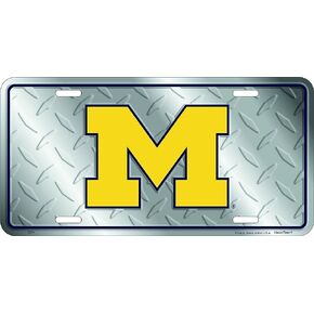 HangTime Michigan Diamond Emboss Metal License Plate 6 x 12