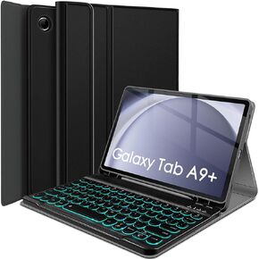 Backlit Keyboard Case for Samsung Galaxy Tab A9 Plus 11 Inch 2023, 7 Colors Backlight Detachable Wireless Keyboard Protective Cover Case for 11" Galaxy Tab A9+ Tablet (SM-X210/X216/X218)
