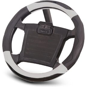 Golf Cart Steering Wheel Cover for Club car, Pu Leather Microfiber Anti Slip Steering Wheel Cover(Black Grey)