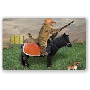 Cowboy Cat Small Chip Credit Card Stickers Slim Waterproof Anti-Wrinkling Removable Vinyl Decals Debit Card Skin Cover in Saudi Arabia