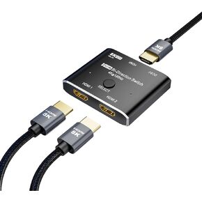 CABLEDECONN HDMI 2.1 Ultra 8K HD Bi-Directional Mini Switch 8K@60Hz 4K@120Hz HDR 1in 2out 2in 1out High Speed 48Gbps Splitter(Singal Display) Converter Compatible with Xbox X PS5 Aluminum Shell