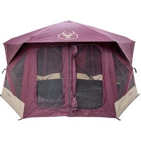 Gazelle Tents™ T-Hex Hub Tent Overland Edition, Easy 90 Second Set-Up, Waterproof, UV Resistant, Removable Floor, Footprint, All-Terrain Stakes, 7-Person, Burgundy Sky, 85" x 144" x 136", GT601BS