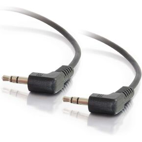 C2G Legrand Velocity 3.5mm Right Angle Stereo Audio Extension Cable, Male to Male Auxiliary Cable, Black Auxillary Port Extension Cable, 1.5 Feet, 1 Count, C2G 40582