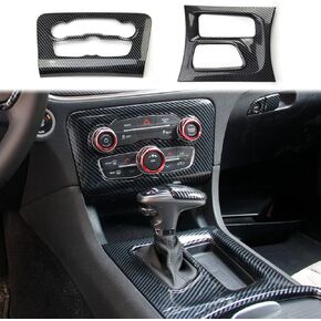 crosselec Houndstooth Central Control AC Gear Shift Cup Holder Navigation Air Vent Panel Cover Trim 6pcs for Dodge Charger 2015-2022