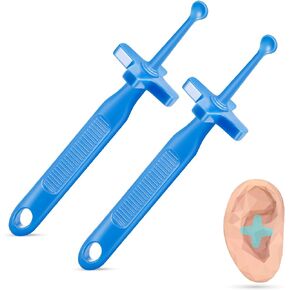 Feekoon 2 Pcs Ear Wax Removal Tool, Ear Cleaner with Safe Guard and Hanging Hole, Reusable Plastic Earwax Removal Kit, Ear Pick Spoon for for Cleaning Ear Canal at Home