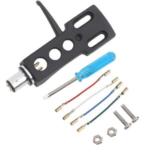 Phono Headshell,Universal LP Turntable Headshell Mount Replacement with 4 Oxygen Free Copper Wires for Various Phono, Every Terminal Inside a Clear Sleeve