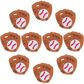10 Pieces Baseball Glove Embroidered Patches Brown Softball Glove Iron on Patch Sport Applique Repair Patch for Clothes Dress Hat Pants Jackets Caps DIY Embroidery Patches Sewing Craft Decoration