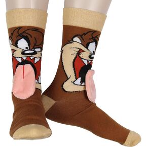 Bioworld Looney Tunes Tasmanian Devil 3D Velvet Tongue Adult Costume Crew Socks
