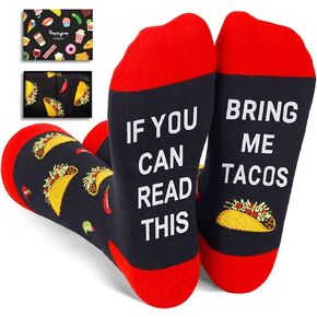 HAPPYPOP Men's Taco Socks Popcorn Pizza Socks, Funny Taco Gifts Popcorn Gift, Food Socks