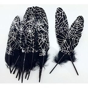Colorful Goose Feathers, for DIY Craft Wedding Home Party Decorations 20pcs/Pack/ (6-9.5 inch) (Spider Web)