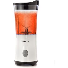 Zenith Portable Blender for Shakes and Smoothies with 14 Oz BPA Free Travel Cup and Lid, Durable Stainless Steel Blades for Powerful Blending Performance, White (77413)