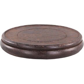 GOLDY&WENDY Eastern Wood Carving Rosewood Round One Piece Itemstand Wooden Holder Vase Stone Bonsai Decorative Pedestal Base (5.5" Inside Diameter)