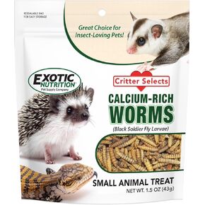 Exotic Nutrition Dried Black Soldier Fly Larvae (1.5 oz.) - High-Calcium Insect Treat - Chickens, Wild Birds, Hedgehogs, Bluebirds, Reptiles, Sugar Gliders, Opossums, Skunks, Lizards, Fish