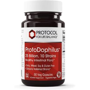 Protocol Proto Dophilus 25 Billion 10 Strains - Supports Digestive Gut Health, Immune System & Detox* - Dairy, Wheat, Soy & Gluten Free - Vegan & Nut Free - 50 Veg Capsules