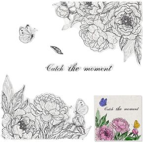 Plants Flowers Butterfly Silicone Clear Stamps for Card Making Decoration DIY Scrapbooking, Silicone Transparent Seal Stamps for Embossing Album Decor Craft