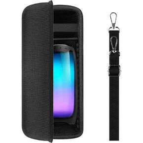Geekria Shield Speaker Case Compatible with JBL Pulse 4 Replacement Hard Shell Portable Speaker Protective Carrying Bag with Cable Storage Keychain Hook (Black)
