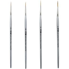 ZEM Brush Golden Taklon Multi Media Long Liner Artist Brush Set 20/0, 10/0, 5/0, 0