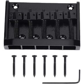 Metal 5 String Guitar Saddle Bridge Plate Electric Bass Bridge Tailpiece Replacement Accessory(Black)