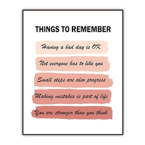 Things To Remember Wall Art - Positive Quotes Wall Decor - Inspirational Encouragement Gifts - Uplifting Poster for Home Office, Bedroom, Bathroom - UNFRAMED PRINT (Blue)