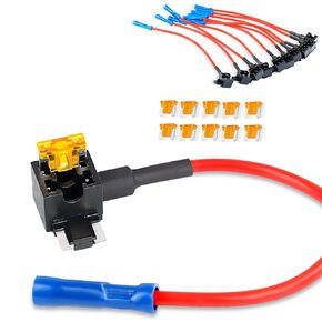 Unifizz 10 Pack 12V 50038R Car Add-a-Circuit Fuse TAP Adapter with 5 Amp Low Profile Mini Blade Fuse Set for Cars Boats Trucks,Blue, Orange,Red, Black,
