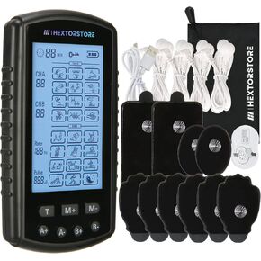 HEXTOR Tens Unit Muscle Stimulator- Tens Machine with 4 Channel & 24 Modes- EMS Tens Units for Pain Relief with 8Pcs Electrode Replacement Pads- Tens Device with All Accessories and A Travel Case in Saudi Arabia