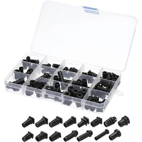 MECCANIXITY 71pcs Strain Relief Cord Connector Assortment Cable Bushing Boot Sleeve for Electric Cable Cord Insulation Protection, Black