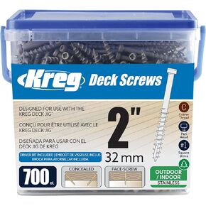 Kreg SDK-C2SS-700 Stainless Steel Deck Screws, 2-Inch, 8 Coarse Thread, Compact Head (700 Count)