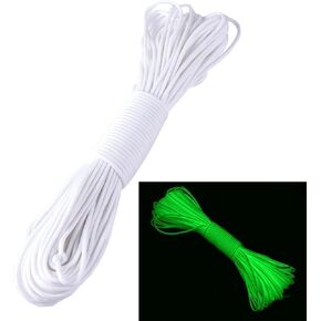 Camping Rope, ZJchao 9 Strand 550 Luminous Glow in The Dark Paracord Parachute Cord (White, 100ft)