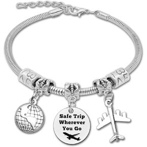 Traveler Gift Bracelet Flight Attendant Gifts Traveling Airplane Gifts for Women Men Birthday Gifts for Travelers Christmas Gift for Daughter Granddaughter Travel Lover Gift Couple Gift for Girlfriend