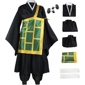 Geto Suguru Cosplay Kimono Robe Outfit For Men Anime High School Uniform Suits Black Jacket Pants With Ear Stud